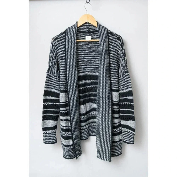 Line black  & gray striped oversized cardigan | Small - Picture 1 of 5